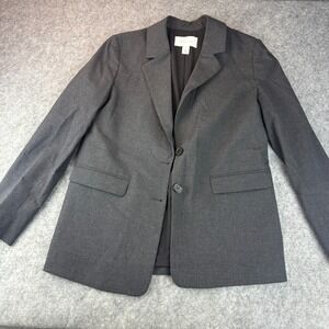 Nordstrom Signature Charcoal‎ Gray S Two Button Blazer Stretch Academia Classic